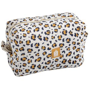 Trousse de toilette en gaze de coton imprim&eacute; l&eacute;opard