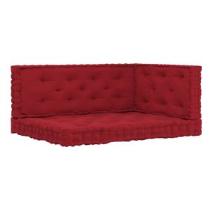 Image de VidaXL Coussins de plancher de palette 3 pcs Rouge bordeaux Coton