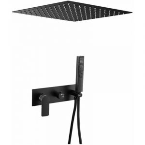 Kit de douche &agrave; encastrer TILSO noir mat