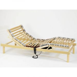 Matelpro Sommier &agrave; lattes t&ecirc;te & pieds r&eacute;glables &eacute;lectrique ELECTROFLEX Naturel