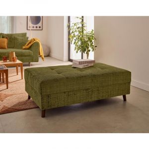 Lisa Design - Rune - pouf en velours texturé - vert olive