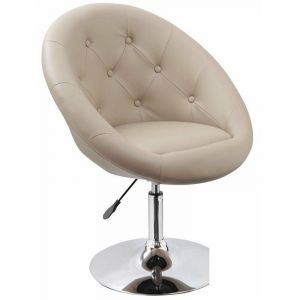 Image de Fauteuil siège chaise capitonné lounge pivotant cuir synt tique cappucino 1109007