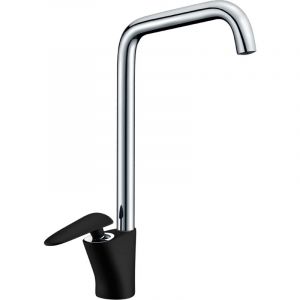 Image de Essebagno Galet mitigeur lavabo bec haut noir et chrome - Noir