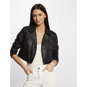 Morgan Blouson droit zipp&eacute; simili cuir Noir - Couleur Noir - Taille XXL