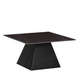 DRAWER Table basse carrée en céramique et métal 80x80cm - Noir - mova