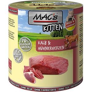 Mac's 6 x 800 g pour chat - kitten (veau, cœurs de poulet)