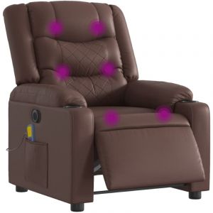 VidaXL Fauteuil de massage, relaxation électrique similicuir marron