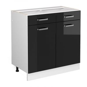 Meuble cuisine R-Line, Noir Haute brillance, 80 cm sans plan de travail Vicco