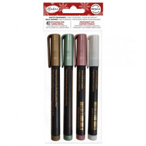 Aladine 4 Feutres M&eacute;talliques - Multi-supports - Id&eacute;al Papier, Carton, Bois, Verre, M&eacute;tal, Plastique, Pierre - Loisirs Cr&eacute;atifs - No&euml;l, F&ecirc;te - 85529