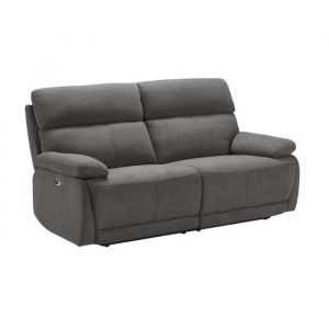 Canap&eacute; relax &eacute;lectrique 2,5 places tissu polyester gris fonc&eacute; - MIGUEL