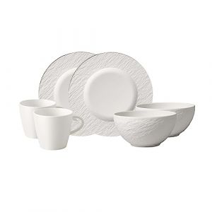 Villeroy & Boch Manufacture ensemble pour le petit-déjeuner, 6 p, ensemble de vaisselle pour 2 personnes, porcelaine Premium, blanc