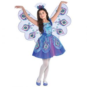 Amscan (PKT) (9904787) Enfant Fille Joli Paon (6-8 Ans), Blue, Purple