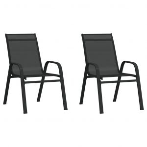 VidaXL Chaises empilables de jardin 2 pcs Noir Tissu textilène