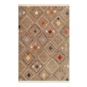 Image de Wecon Home - Tapis berbère à courtes mèches kilim Mont Royal Marron 133x200 - Marron