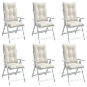 VidaXL Coussins de chaise à dossier haut lot de 6 crème mélangée tissu, coussin, coussin de chaise, coussin de siège, coussin de canapé