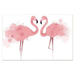 Image de Homemania HOMEMANIA Tableau Flamingo Animaux pour Salon, Chambre Multicouleur en Polyester, Bois, 100 x 3 x 50 cm