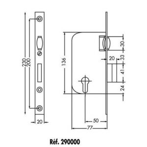 Jpm Serrure à larder monopoint MULTIBAT à rouleau noir A50mm - 290000-01-0B