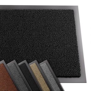 Vounot Tapis de Porte Paillasson d'Entree Interieur et Extérieur Tapis Antidérapant et Anti-Poussière Tapis d’entrée Imperméable Lavable 40x60cm Noir