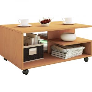 Stango Table basse avec 5 étagères, imitation hêtre.