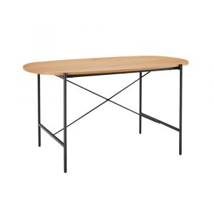 Loungitude Table à manger brodie avec finition chêne et pieds métal noirs - 160x90 cm - Bois - Bois