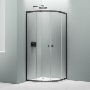 Bernstein Cabine de douche quart de cercle verre 6mm avec 2 portes coulissantes étanches - NT509 - Couleurs et dimensions au choix100x100cm, Noir mat