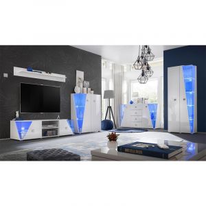 Image de Ensemble Meuble TV Design "Edge" 330cm Blanc Prix