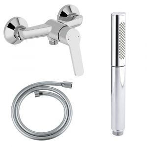 Image de Jacob Delafon / Grohe - Mitigeur douche Aimé + Douchette Shift Ellipse + Flexible douche Silverflex