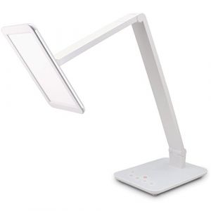 FeinTech LTL00100 lampe de bureau LED Smart-Touch 550 lumen, Luminosité et couleur dimmable, USB, 10 watts, Blanc [Classe énergétique A]