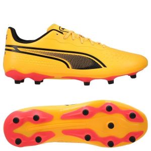 Puma Unisex Adults King Match Fg/Ag Soccer Shoes, Sun Stream Black-Sunset Glow, 43 EU