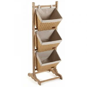 Versa Meuble d'Appoint Coton Bois Rotin 35 x 102 x 35 cm