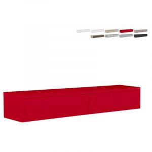 Ahd Amazing Home Design - Tiroir suspendu 2 tiroirs &eacute;tag&egrave;re murale design salon moderne Domino - Rouge