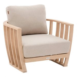 Hesperide Fauteuil de salon de jardin "Lemindo" eucalyptus & beige polyester et eucalyptus