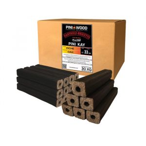 30 kg PINI Kay Briquettes de bois de chêne carrées 33 cm de long avec trou de traction briquettes de bois de chêne cheminée four