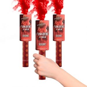 Fumigène Torche a Main 45 secondes couleur Rouge - Lot de 3 - Déclenchement à Mèche, durée 45 sec,