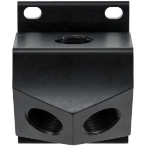 Applique murale alu 1 entrée F 1/2"G x 2 sorties F1/2"G purge à percer 1/4" pour réseau d'air comprimé - KR 7079 - CLAS Equipements