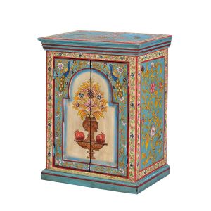 Table de chevet en bois de manguier multicolore