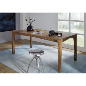 ANCONA 0101 Table de salle &agrave; manger en bois de sheesham - laqu&eacute; / brun 140x85x77