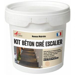 Arcane industries Béton Ciré Escalier - Kit Complet avec primaire et vernis Creme Ivoire - kit 2 m² (2 couches)