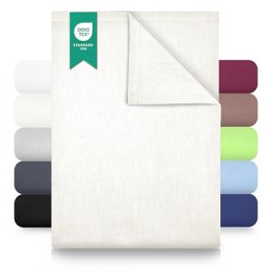 GREEN MARK Textilien Drap Plat de lit Classique | Drap de lit | Drap | Drap de Maison | Drap de Maison 100% Coton sans &eacute;lastique Nombreuses Tailles et Couleurs Taille : 180x275 cm, Naturel/cr&egrave;me