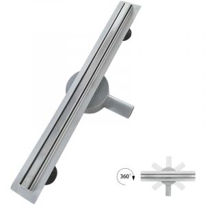 TIKA Caniveau de douche italienne compact L.70 cm acier inoxydable avec siphon 360&deg;, drainage 36l/min