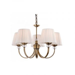Suspension 5 ampoules Langham, laiton antique, avec abat jour