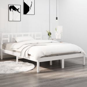 VidaXL Cadre de lit Blanc Bois massif 160x200 cm 3105416