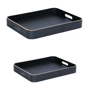 Table passion Set de 2 plateaux rectangles 50 cm et 45 cm brun en bois noir