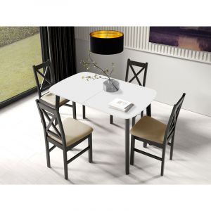 Magov - table &agrave; manger extensible - blanc et noir - 130 &agrave; 170 cm - blanc / noir - Blanc / Noir