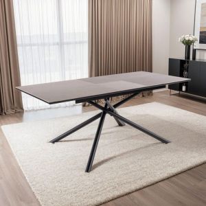 M&S Table à manger extensible 160/200x90x76 cm effet pierre grise - mindy