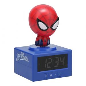 Paladone R&eacute;veil num&eacute;rique Marvel Spiderman avec veilleuse et Musique, sous Licence Officielle MCU Superh&eacute;ros, D&eacute;coration de Chambre pour Enfants et Adolescents, Fonctionne avec des Piles