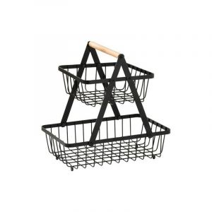 Lacor Corbieille à fruits 2 paniers en métal noir