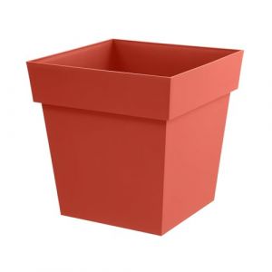 Pot de fleur carr&eacute; Toscane 49,5 x H.52,5 cm - Orange terre battue- Eda