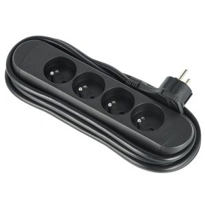 Electraline 32057 Bloc Multiprises 4 Prises Fran&ccedil;aises avec Enrouleur Prises 16A, C&acirc;ble 3 M, H05VV-F 3G1.5 mm&sup2;, Fiche plate