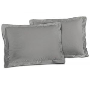 Lot de 2 taies rectangulaires 100% coton Gris Clair 50x70 cm